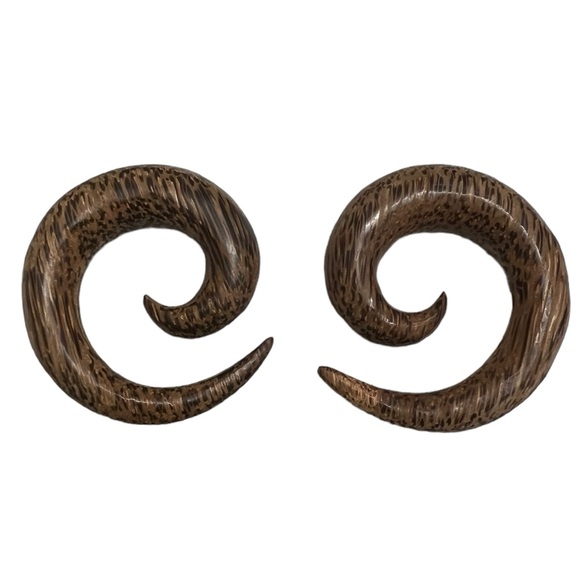 12mm Natural Wood Spiral Ear Gauge Expander Stretcher Hanger NEW | Unisex - Picture 1 of 2